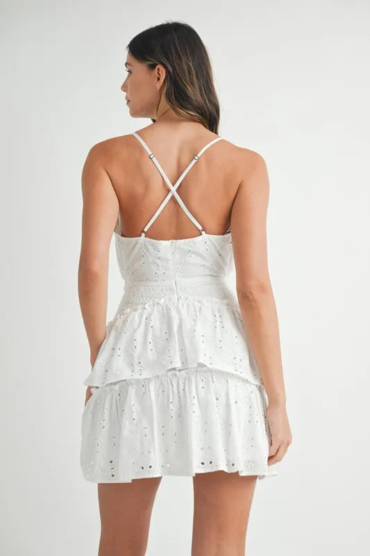 Moore | Eyelet Ruffle Mini Dress