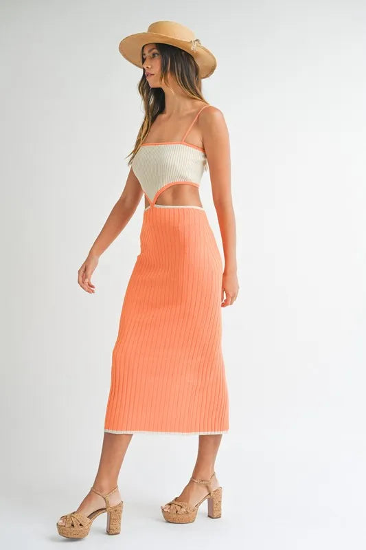Moore | Ribbed Knitted Cutout Dress