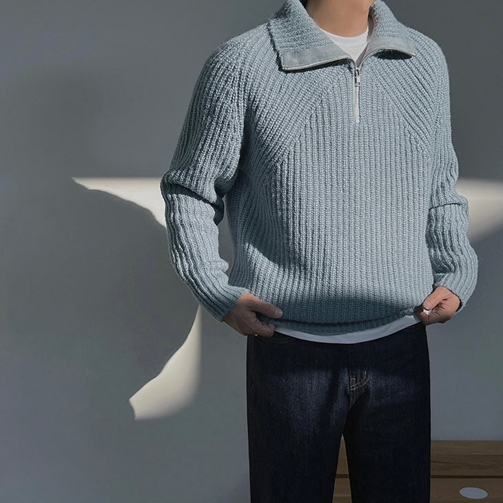 Moore | Quarter Zip Pullover in Azure