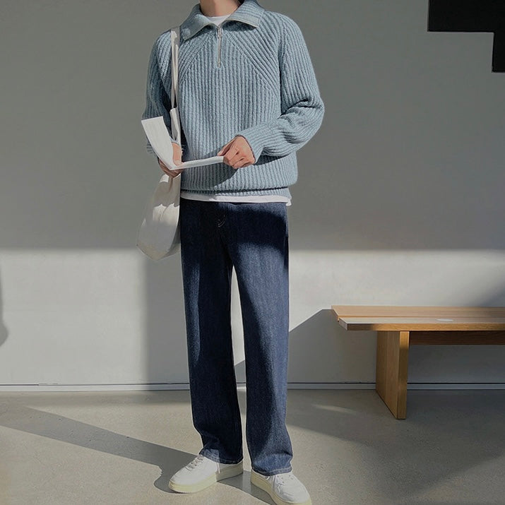 Moore | Quarter Zip Pullover in Azure